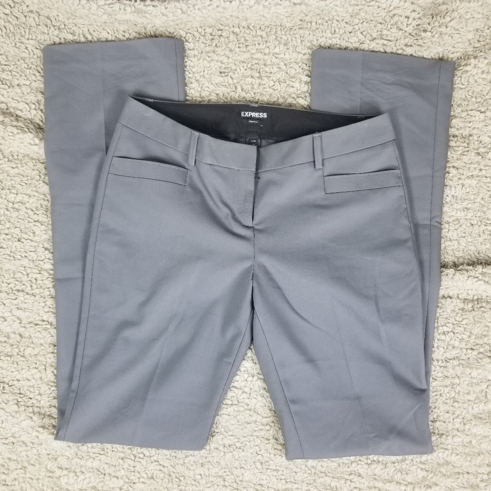 Express Columnist Pants Slate Gray Stretchy 8 Long